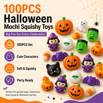🎃Halloween Mochi Squishy Toys – Cute Sensory Party Favors & Goodie Bag Fillers