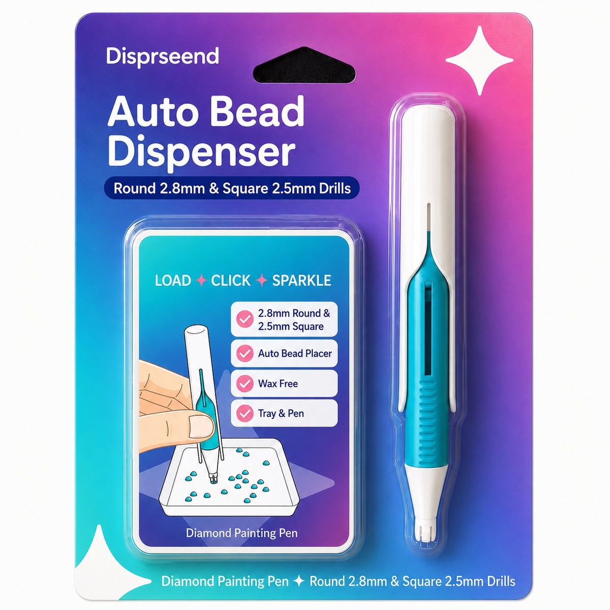 ⏰  Buy 3 Get 2 FREE – 💎 Automatic Diamond Painting Bead Dispenser Pen & Tray Set