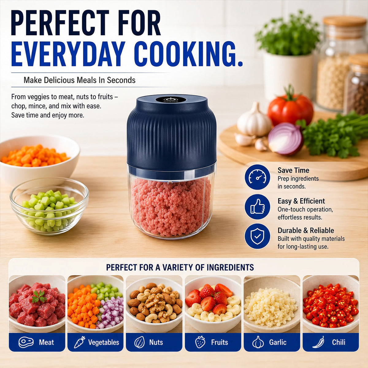 🔥Limited Time Buy One Get One Free!🔋 Wireless Mini Food Chopper with USB Charging✨upsell