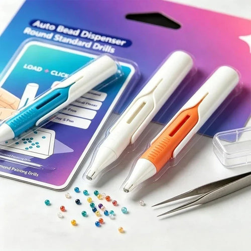 ⏰  Buy 3 Get 2 FREE – 💎 Automatic Diamond Painting Bead Dispenser Pen & Tray Set