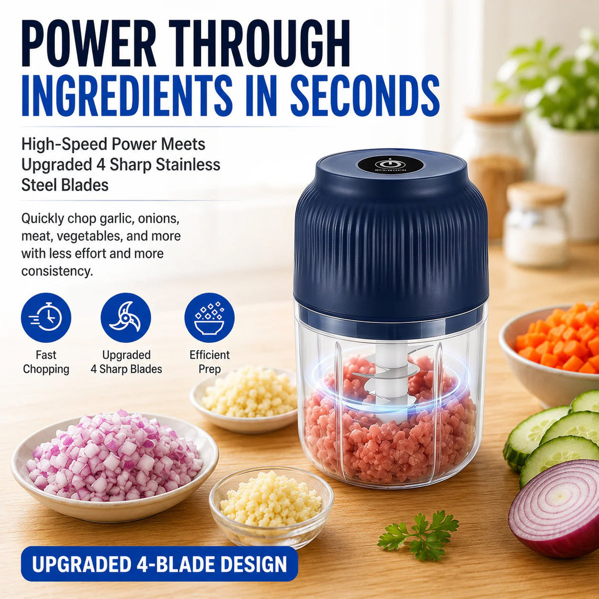 🔥Limited Time Buy One Get One Free!🔋 Wireless Mini Food Chopper with USB Charging✨upsell
