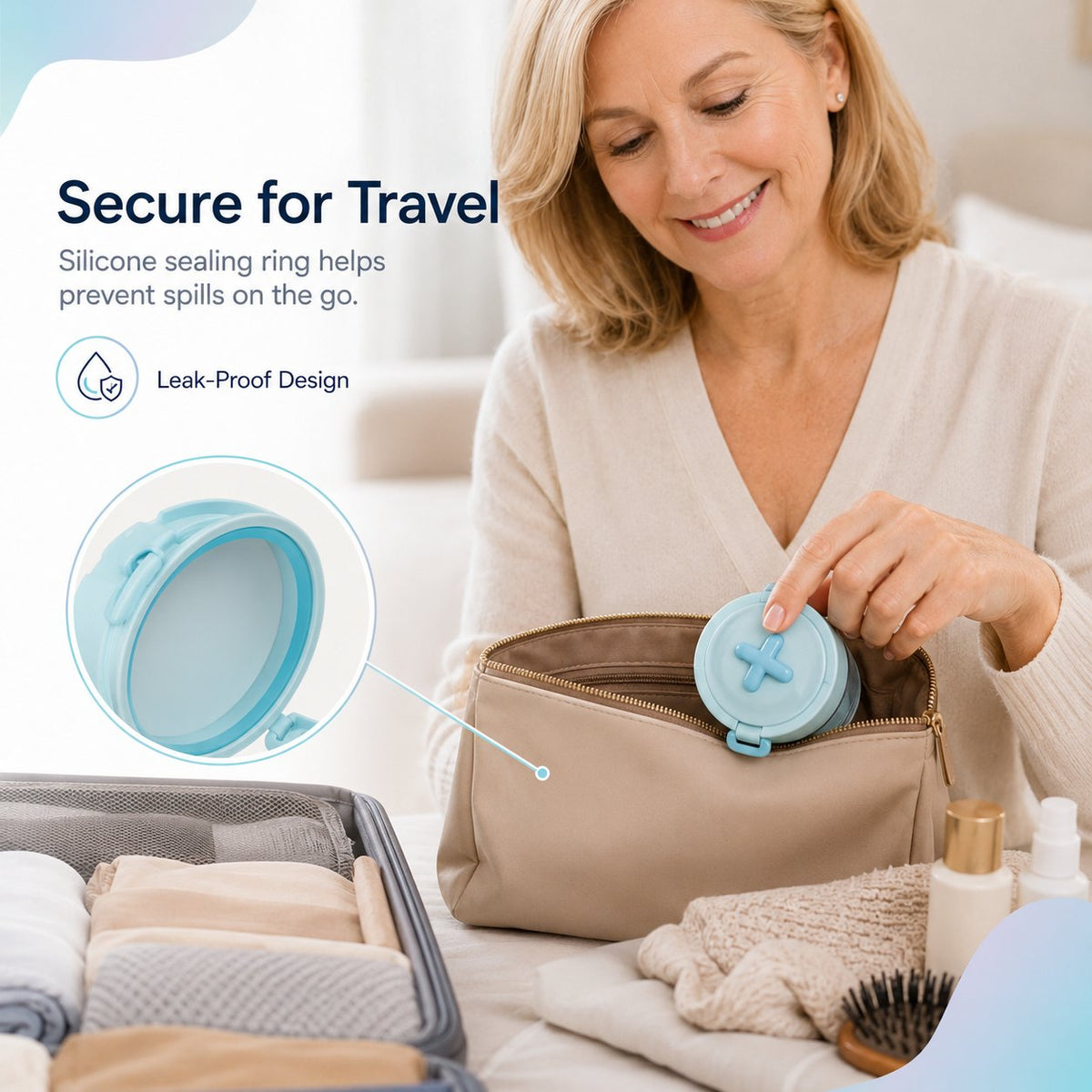 Portable Retainer & Denture Cleaning Case with Lift-Out Tray