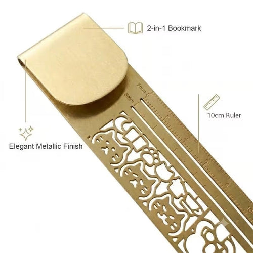 🐱✨ Cat Lover’s 3-in-1 Metal Bookmark Ruler | Bookmark, Ruler & Coloring