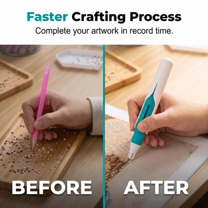 ⏰  Buy 3 Get 2 FREE – 💎 Automatic Diamond Painting Bead Dispenser Pen & Tray Set