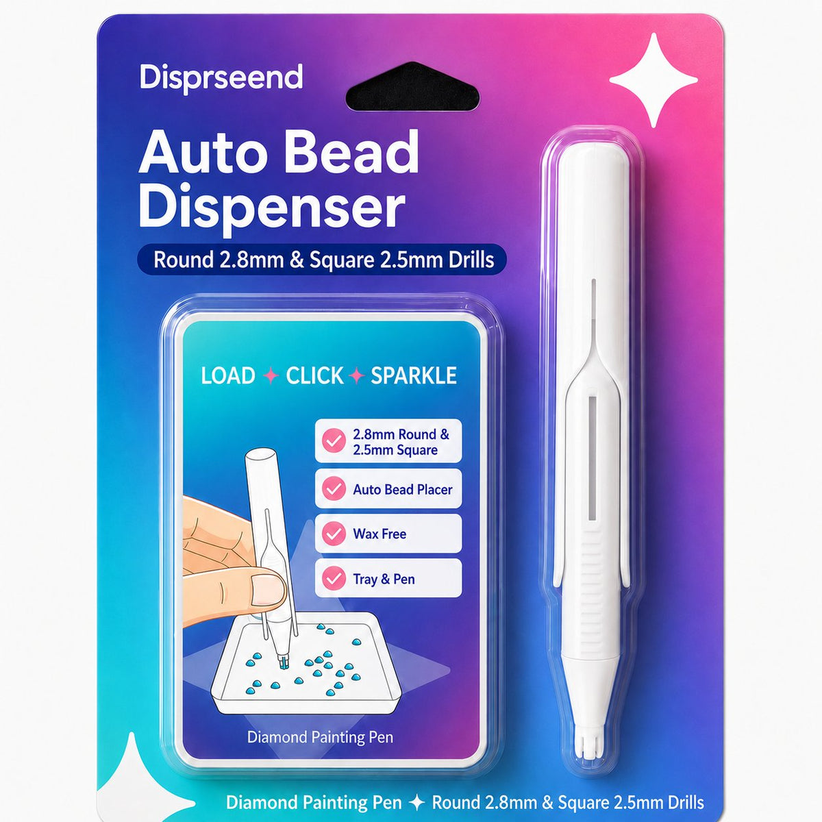 ⏰  Buy 3 Get 2 FREE – 💎 Automatic Diamond Painting Bead Dispenser Pen & Tray Set