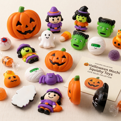 🎃Halloween Mochi Squishy Toys – Cute Sensory Party Favors & Goodie Bag Fillers