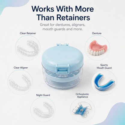 Portable Retainer & Denture Cleaning Case with Lift-Out Tray