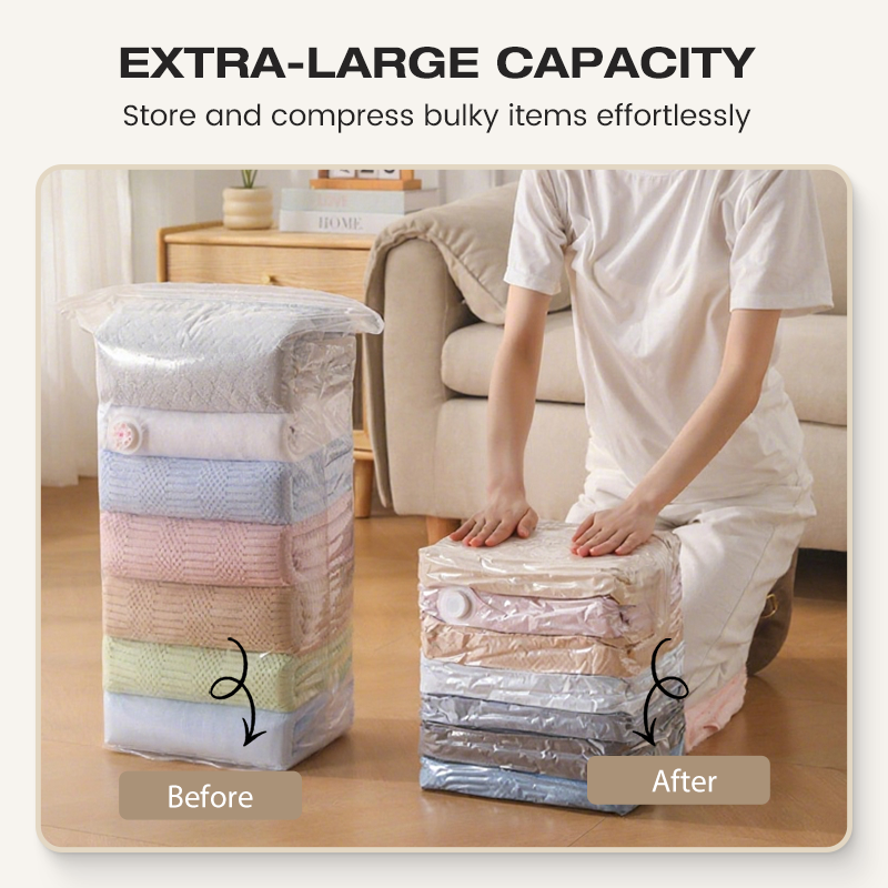 🔥 BUY 2 GET 1 FREE | No-Pump Vacuum Storage Bags - Save 80% Space Instantly! ！📦