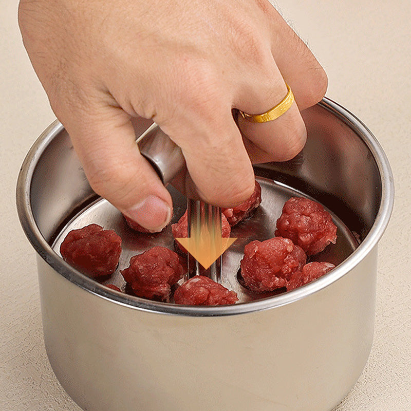 🥳HOT SALE🥳💞50K+ SOLD! Meatball Mould – From $16.99! 304 steel, 6/12 holes & ergonomic. Perfect balls every time – grab yours! ✅